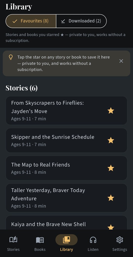 Your own library – Smarter Stories app screenshot