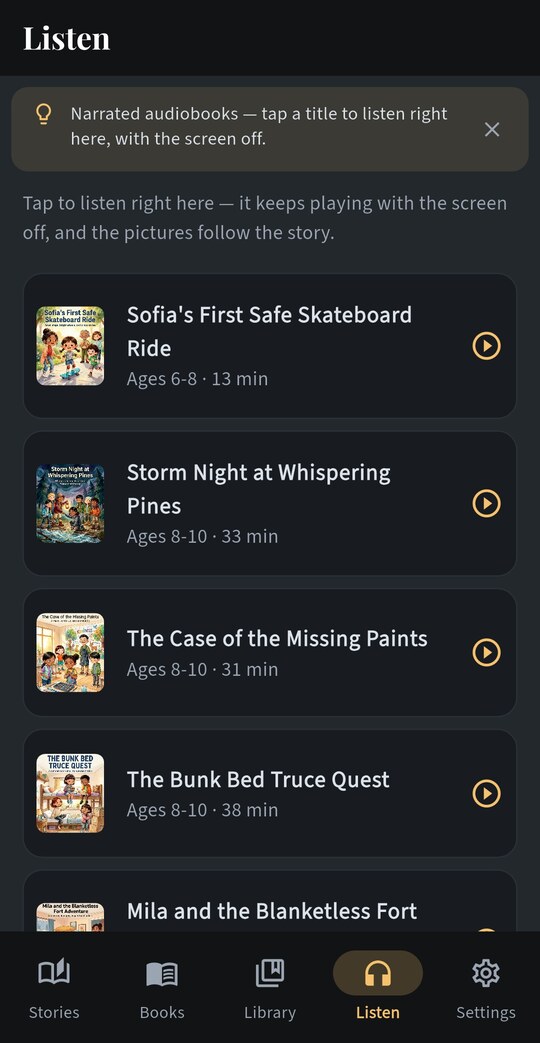 Narrated audiobooks – Smarter Stories app screenshot