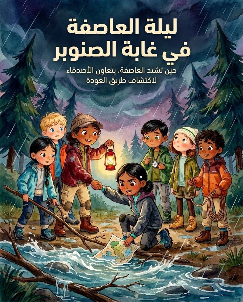 ليلة العاصفة في غابة الصنوبر