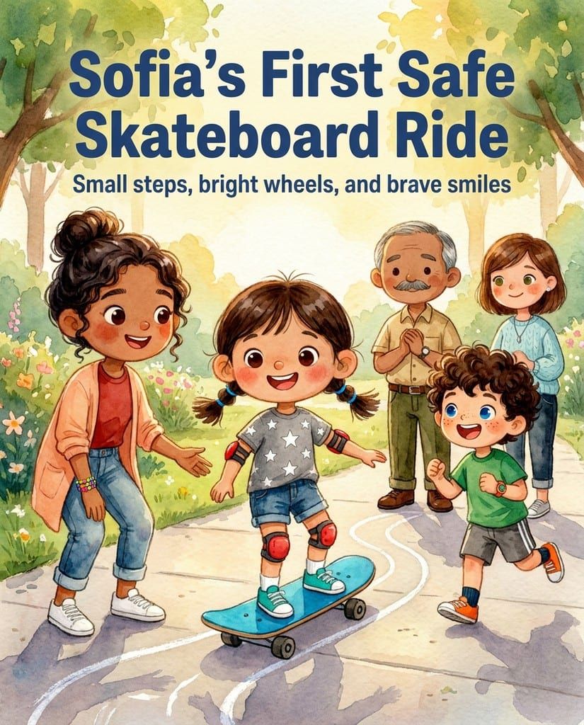 Sofia's First Safe Skateboard Ride
