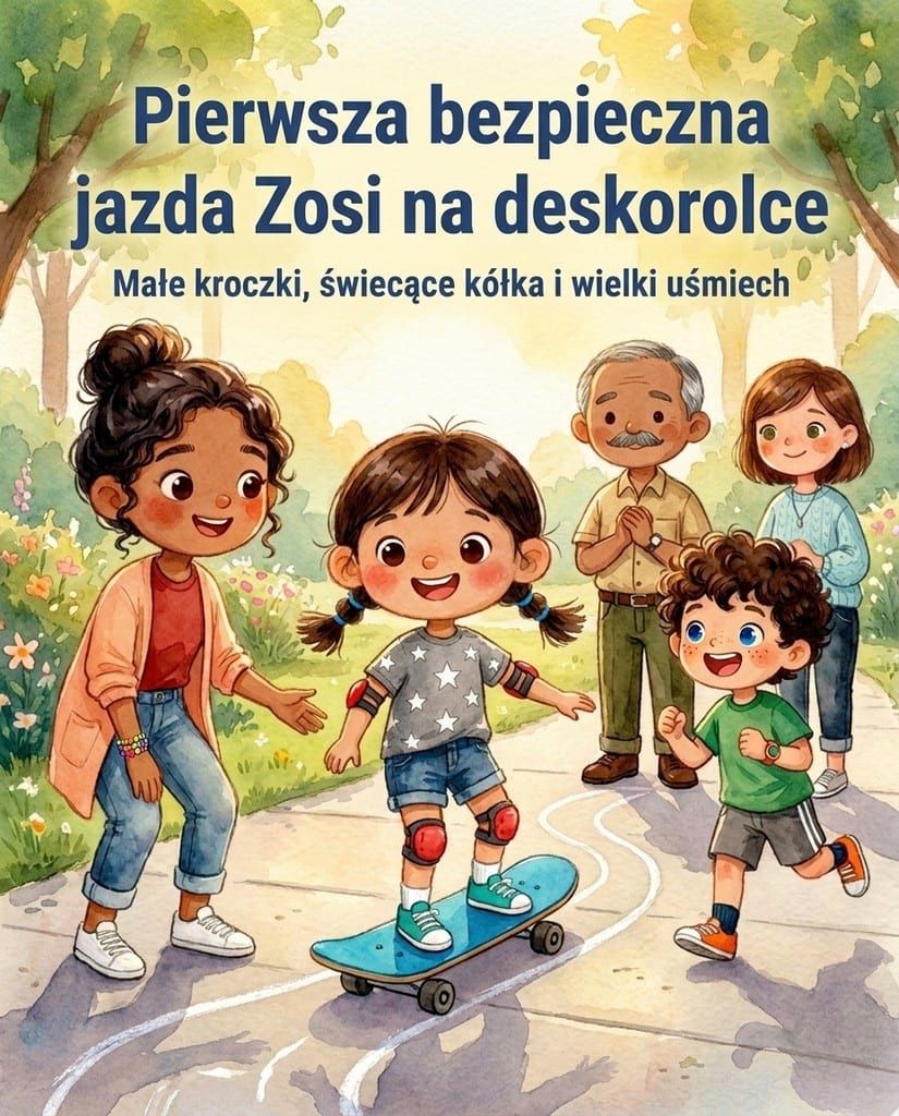 Pierwsza bezpieczna jazda Zosi na deskorolce