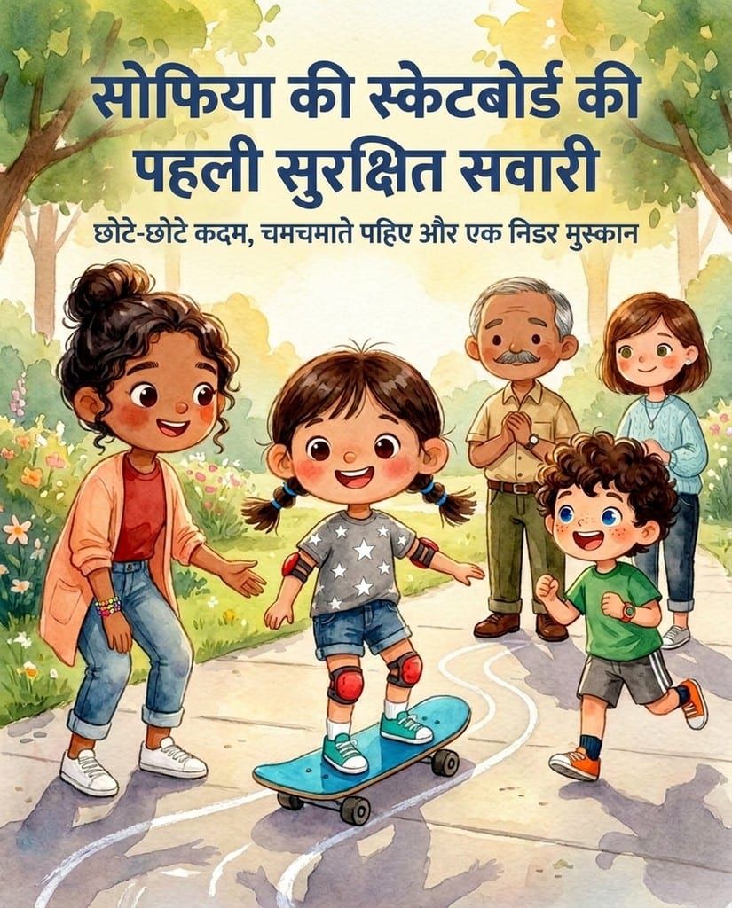 सोफिया की स्केटबोर्ड की पहली सुरक्षित सवारी