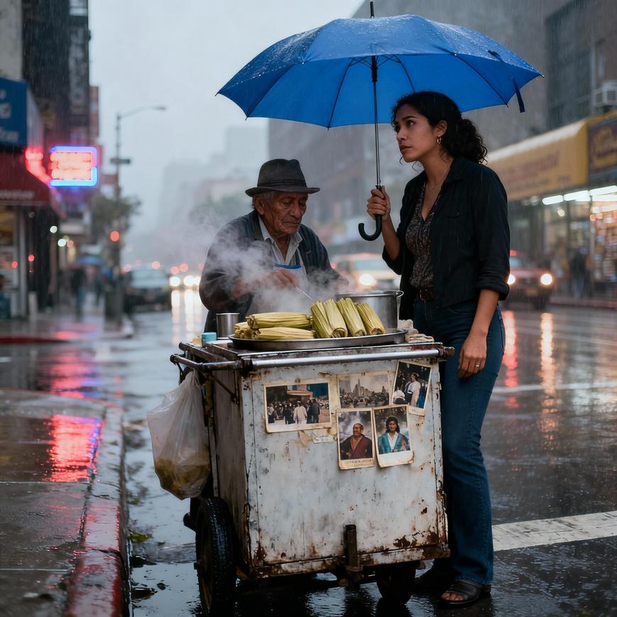 Under an Umbrella, a Voice Returns